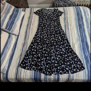 Forever 21 Multicolored A-line Midi Dress Casual Crew Neck